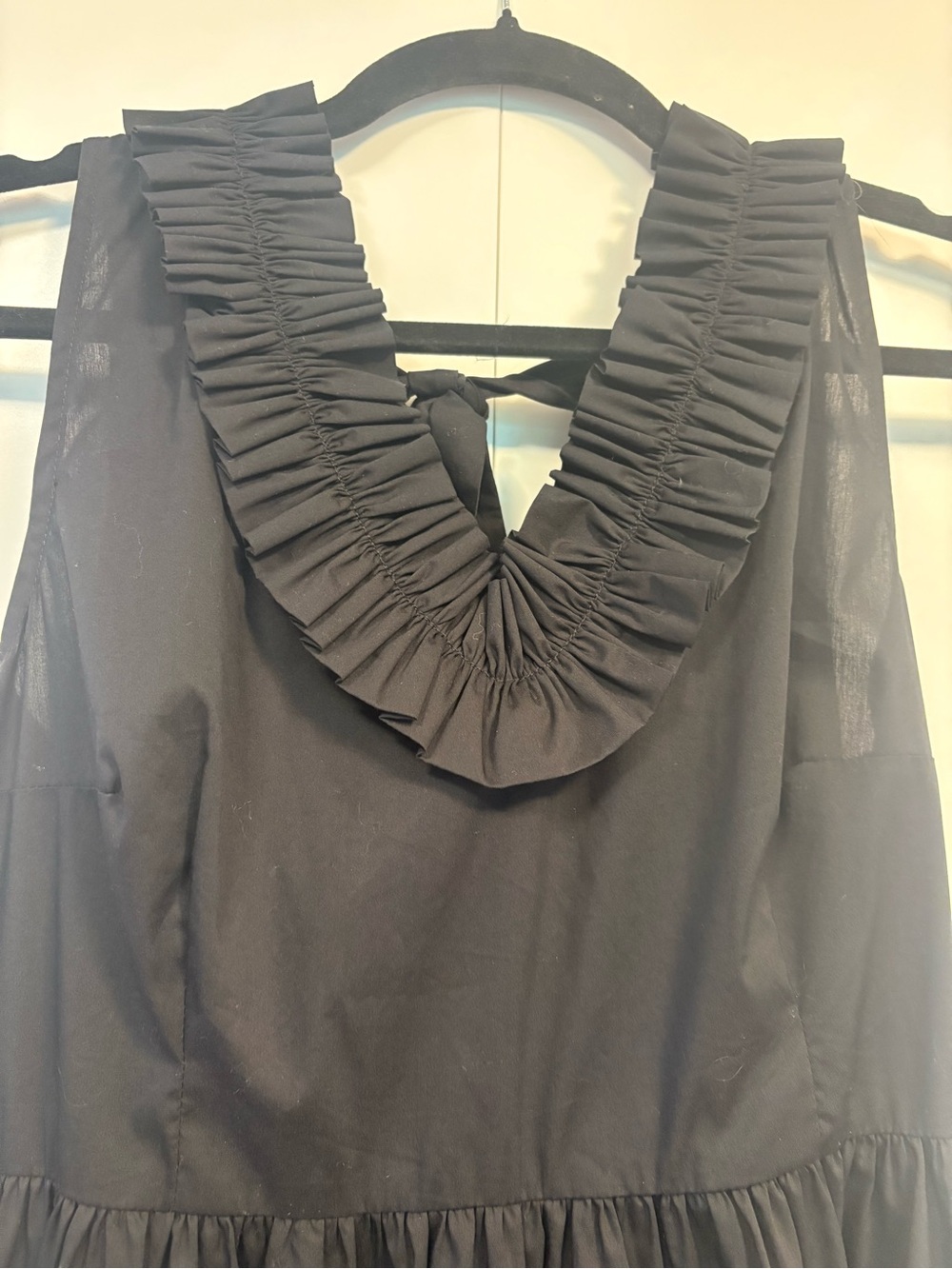 Black High-Low Ruffle V-Neck Dress S - Picture 3 of 10